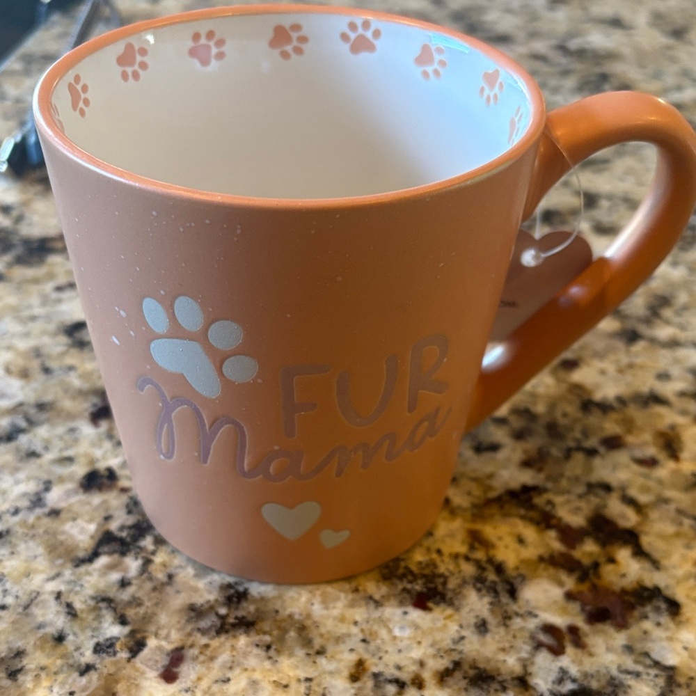 Fur Mama Paw Print Coffee Mug - Orange